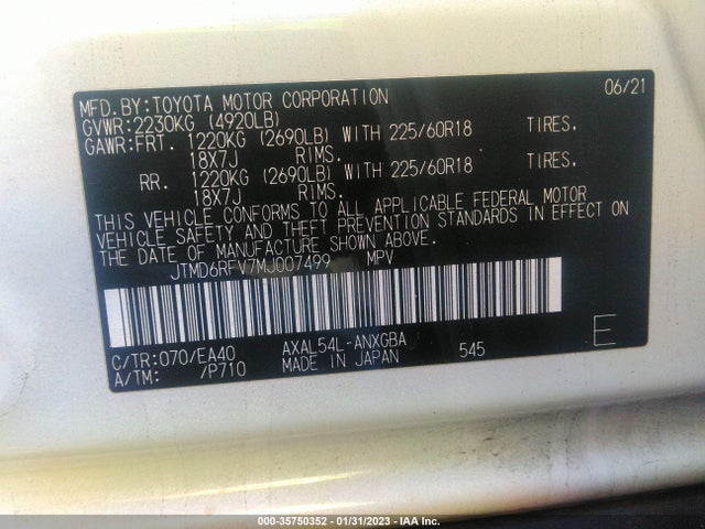 Toyota RAV4 2021 JTMD6RFV7MJ007499 Image 9