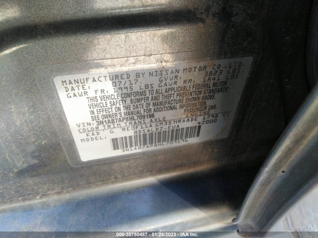 2017 NISSAN SENTRA SV VIN: 3N1AB7AP8HL709196
