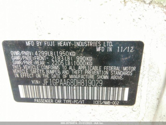 JF1GPAA68DH819029 Subaru Impreza Wagon 2.0i
