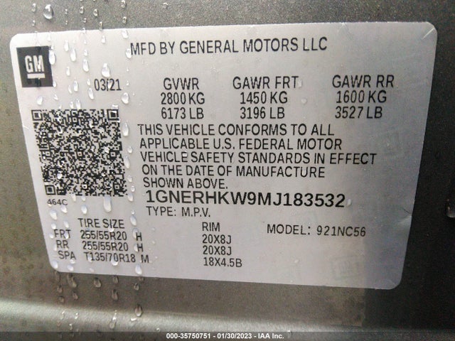 Chevrolet Traverse Lt Leather 2021 1GNERHKW9MJ183532 Image 9