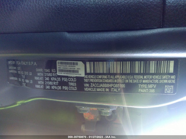 2017 JEEP RENEGADE LATITUDE VIN: ZACCJABB8HPG65166