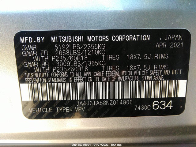 JA4J3TA88NZ014906 Mitsubishi Outlander Es
