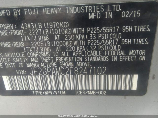 JF2GPAMC2F8247102 Subaru Xv Crosstrek Limited