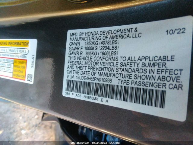 19UDE4H65PA010998 Acura Integra W/a-spec Tech Package