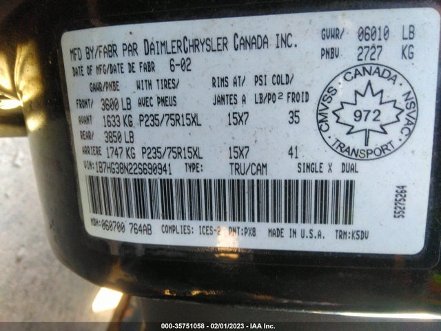 Dodge Dakota Sport 2002 1B7HG38N22S690941 Image 10