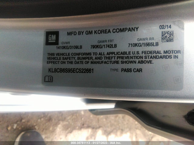 Chevrolet SPARK LS 2014 KL8CB6S95EC522661 Image 9