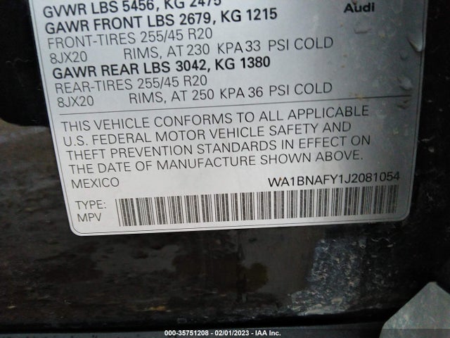 WA1BNAFY1J2081054 Audi Q5 Premium Plus
