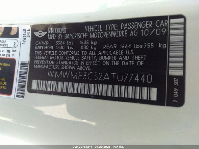 WMWMF3C52ATU77440 Mini COOPER HARDTOP