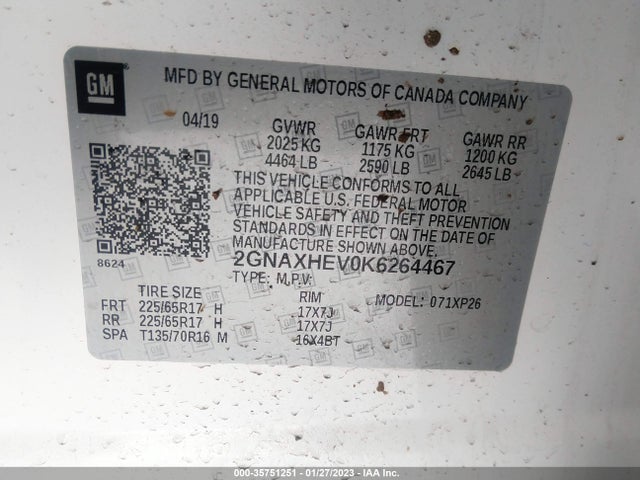 Chevrolet EQUINOX LS 2019 2GNAXHEV0K6264467 Image 10