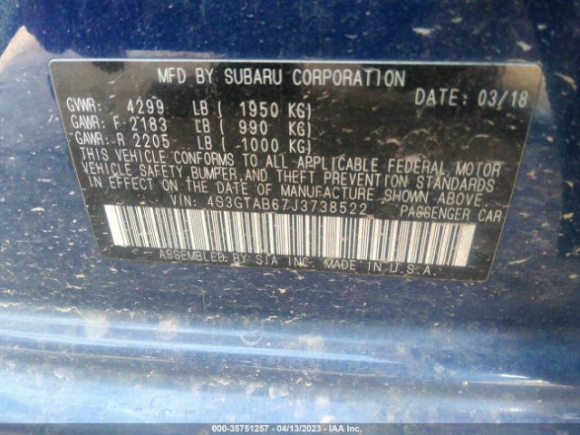 4S3GTAB67J3738522 Subaru Impreza Premium