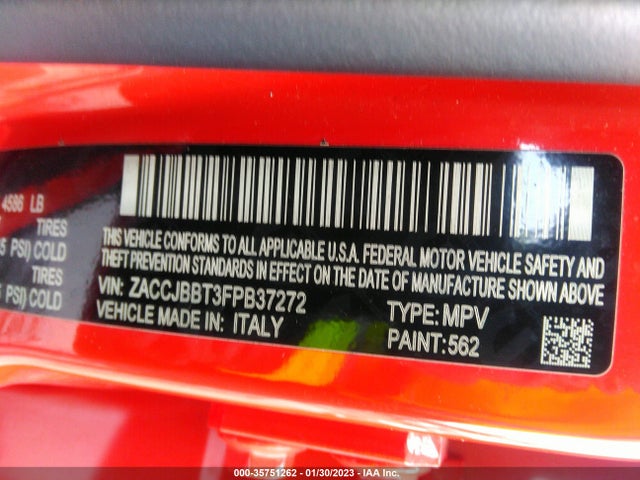 2015 Jeep Renegade, VIN: ZACCJBBT3FPB37272
