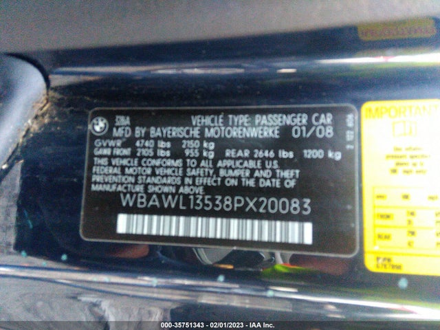 BMW 3 Series 328i 2008 WBAWL13538PX20083 Image 10