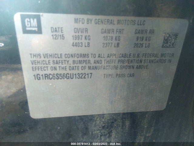 2016 Chevrolet Volt, VIN: 1G1RC6S56GU132217