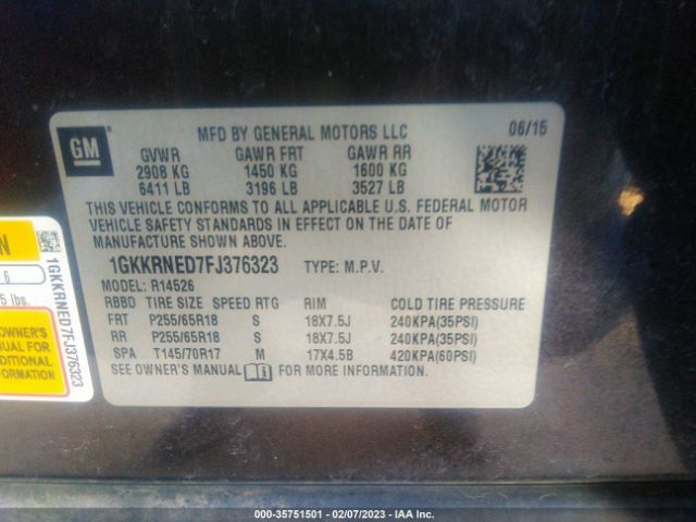 1GKKRNED7FJ376323 GMC ACADIA SLE