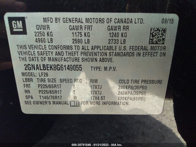 Chevrolet EQUINOX LS 2016 2GNALBEK8G6149055 Image 9