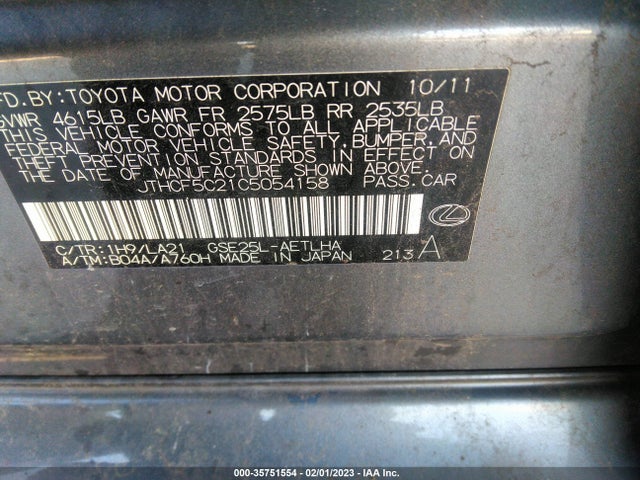 JTHCF5C21C5054158 Lexus IS 250