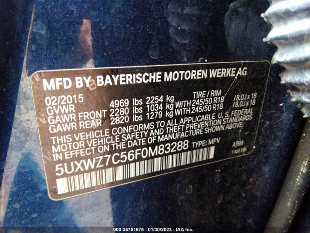 2015 BMW X3, VIN: 5UXWZ7C56F0M83288