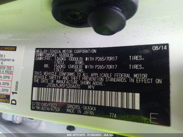 2015 Toyota 4Runner, VIN: JTEBU5JR5F5204470