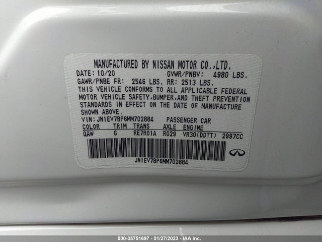 2021 Infiniti Q50, VIN: JN1EV7BP6MM702884