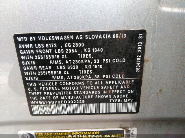 WVGEF9BP9ED002229 Volkswagen Touareg Sport