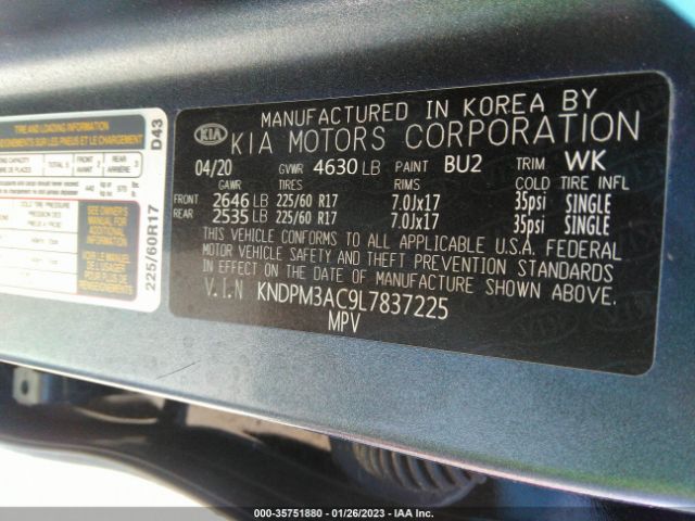 KNDPM3AC9L7837225 KIA Sportage Lx