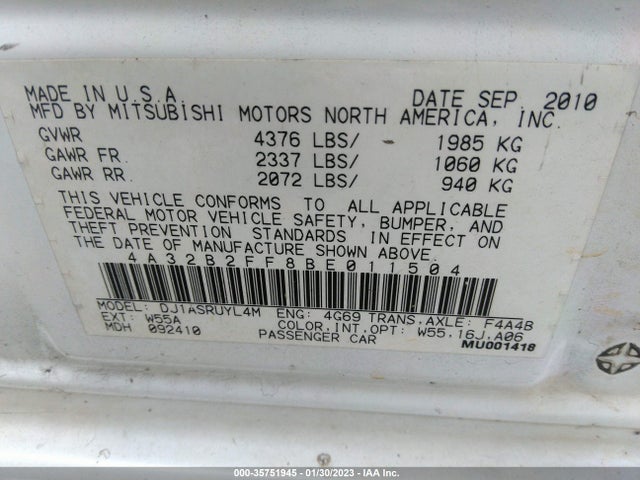 Mitsubishi GALANT FE 2011 4A32B2FF8BE011504 Image 11