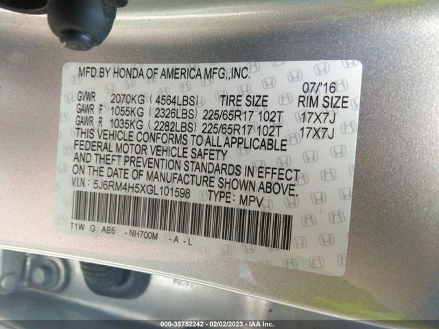 Honda CR-V 2016 5J6RM4H5XGL101598 Image 11