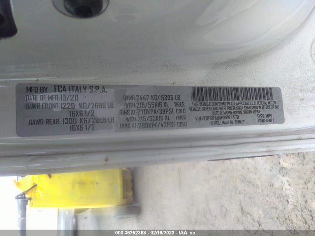 2021 Ram Promaster City, VIN: ZFBHRFAB0M6S94470