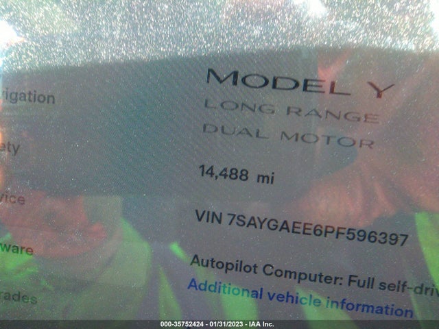 Tesla Model Y Long Range 2023 7SAYGAEE6PF596397 Image 7