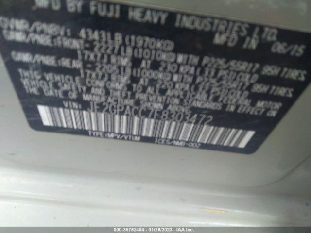 JF2GPACC7F8303472 Subaru Xv Crosstrek Premium