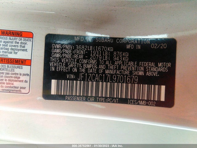 2020 Subaru BRZ, VIN: JF1ZCAC17L9701679