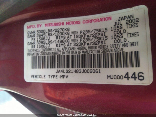 JA4LS21H83J009061 Mitsubishi Montero Sport Es/ls