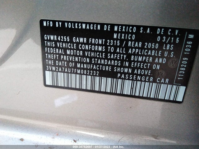 3VW2A7AU7FM082232 Volkswagen Golf Tdi S