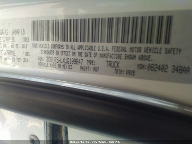 2018 Ram 2500, VIN: 3C6UR5HLXJG109847