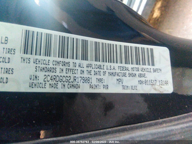 Dodge Grand Caravan Sxt 2018 2C4RDGCG2JR179081 Image 9