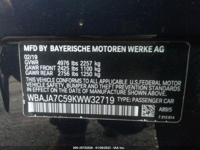 WBAJA7C59KWW32719 BMW 5 Series 530i Xdrive