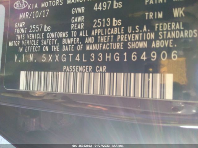 5XXGT4L33HG164906 KIA Optima Lx