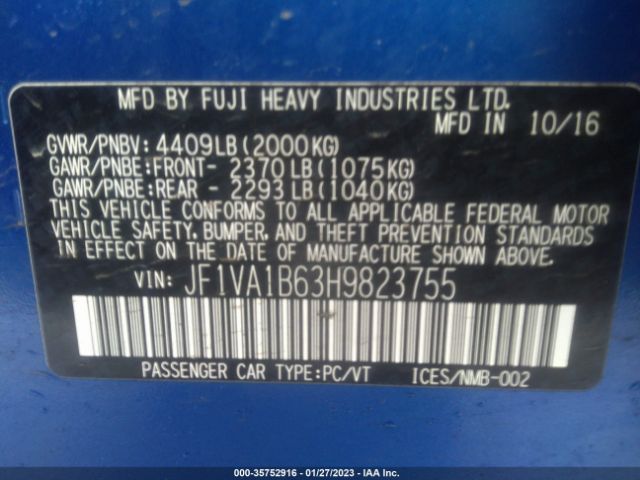 JF1VA1B63H9823755 Subaru WRX