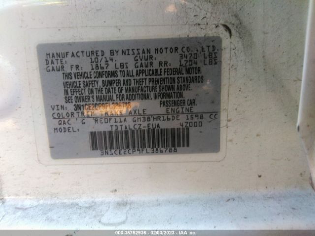 3N1CE2CP9FL386788 Nissan Versa Note S Plus