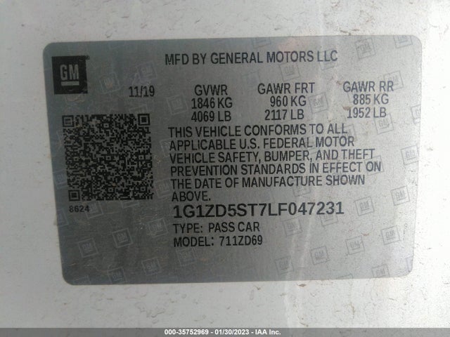 Chevrolet MALIBU LT 2020 1G1ZD5ST7LF047231 Image 11