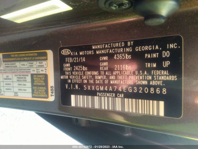 5XXGM4A74EG320868 KIA Optima Lx