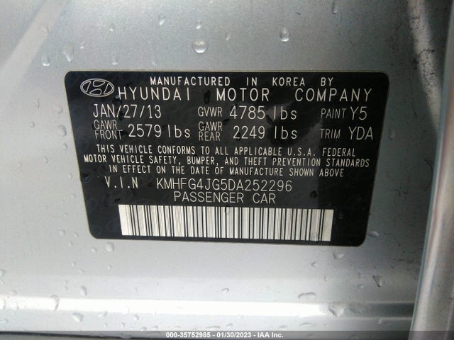 Hyundai Azera 2013 KMHFG4JG5DA252296 Image 9