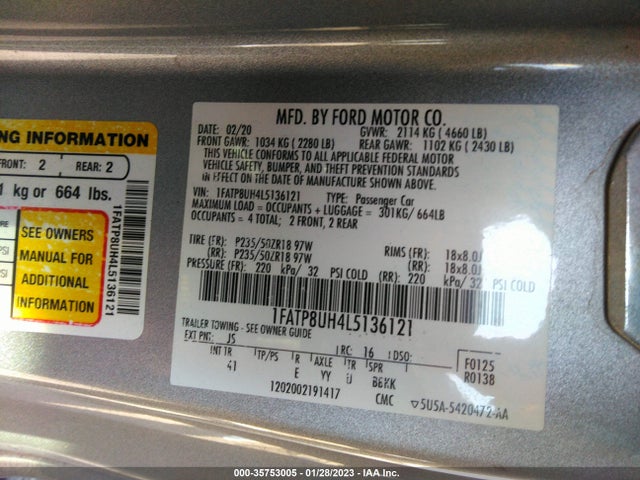 Ford Mustang Ecoboost 2020 1FATP8UH4L5136121 Image 9