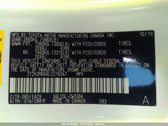 2T2HZMDAXLC216947 Lexus Rx Rx 350