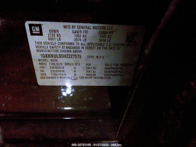 GMC ACADIA SLT 2017 1GKKNULS5HZ227579 Image 10