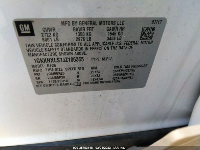 1GKKNXLS7JZ106365 GMC Acadia Denali