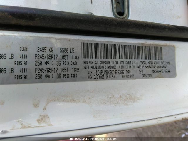 1C4PJMBX5KD328376 Jeep Cherokee Trailhawk