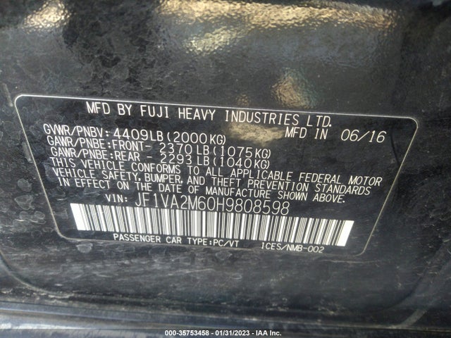 JF1VA2M60H9808598 Subaru Wrx Sti