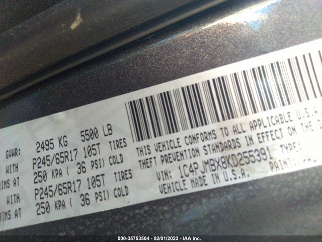 1C4PJMBX8KD255391 Jeep Cherokee Trailhawk Elite