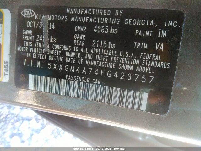 KIA Optima Lx 2015 5XXGM4A74FG423757 Image 11